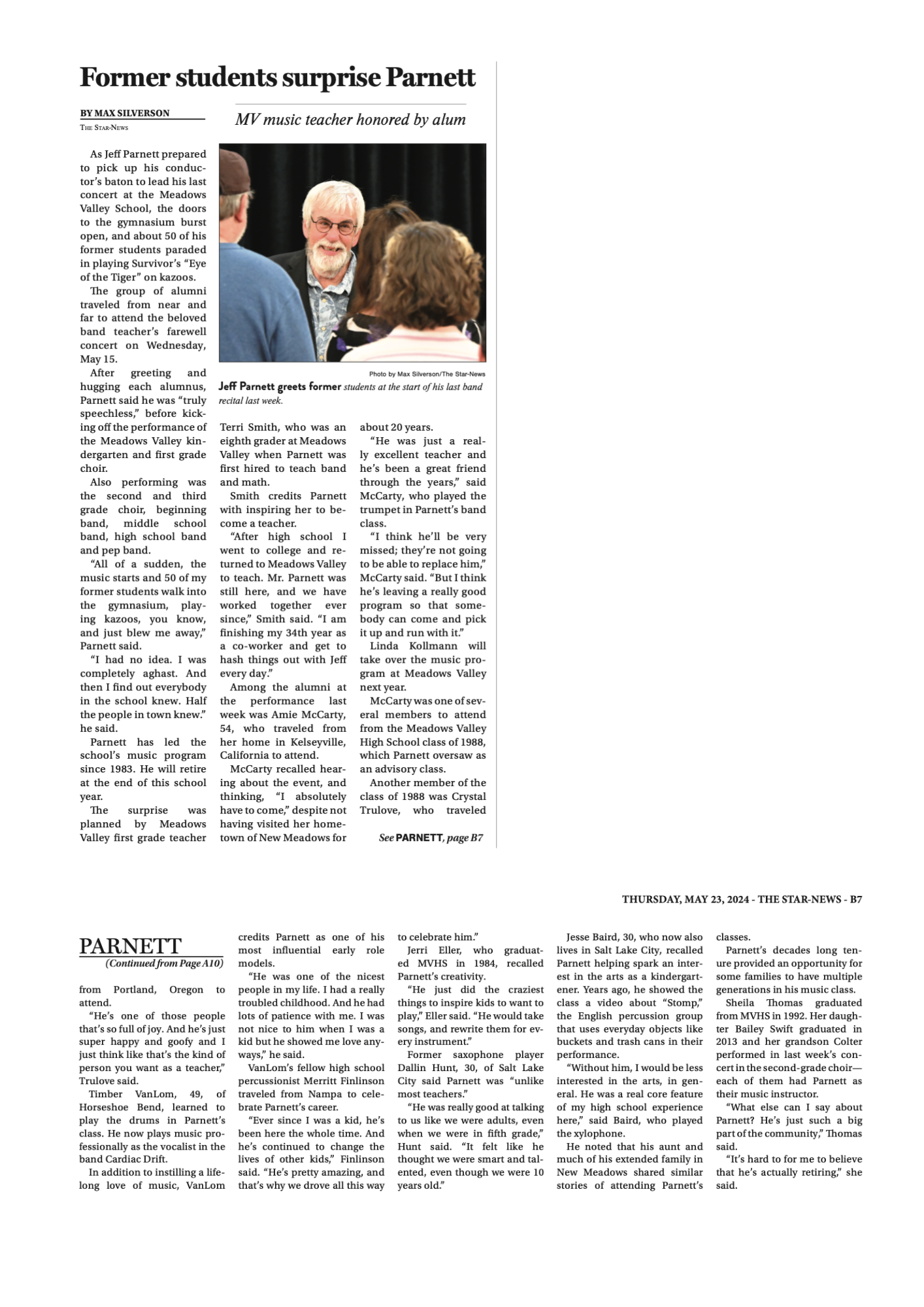 Former students surprise Parnett 